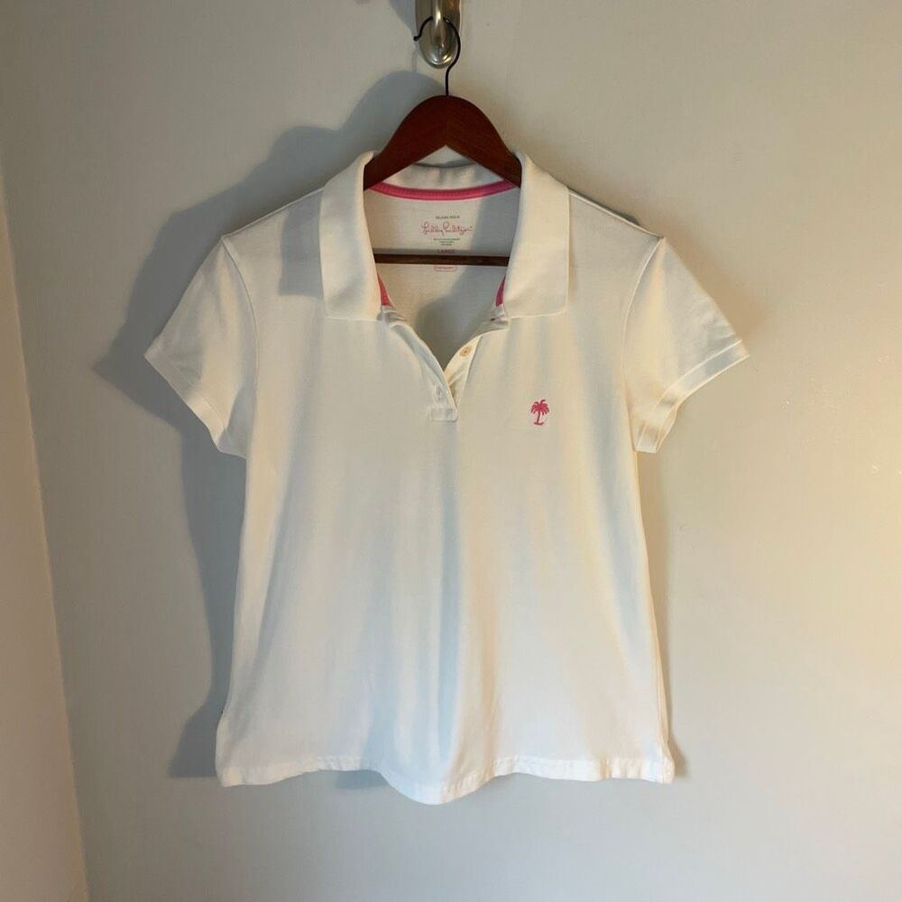 Lilly Pulitzer Polo Island Po with TransDRY. White Pink. L - Picture 10 of 10